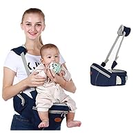 Baby Hip Seat Carrier Baby Waist Stool for Child Infant Toddler with Adjustable Strap Buckle Pocket Soft Inner Huge Storage (Dark Blue)