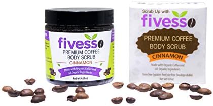 Fivesso Premium Organic Coffee Scrub, Cinnamon, 4 Ounce