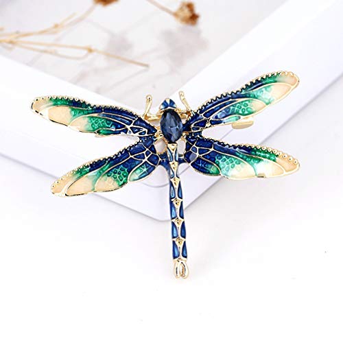 DearAnswer Dragonfly Enamel Brooch Lovely Insect Lapel Pin Scarves Shawl Clip Delicate Accessories for Party,Blue - Thumbnail 2