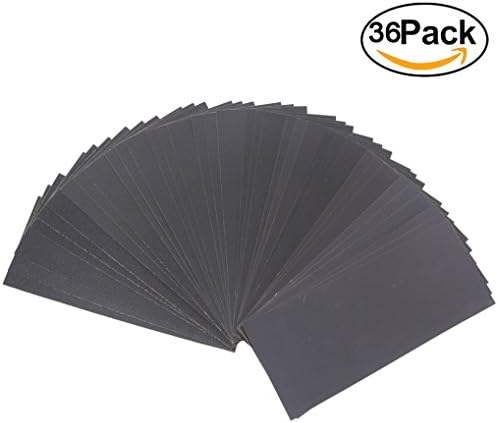 36 Pcs 120 To 2000 Assorted Grit Dry Wet Sandpaper By Vigaer, for Wood Furniture Finishing, Metal Sanding and Automotive Polishing, 9-3.6 Inch