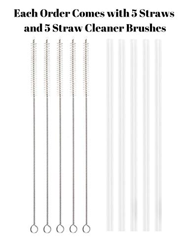 Bonison Straws Replacement for Hydro Flask Wide Mouth Bottle Straw Lid, Set of 5 Straws and 5 Pipe Cleaner Brushes, BPA-Free. (5 Pack Straws + Brushes) - Thumbnail 2