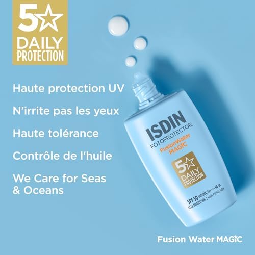 Fusion Water MAGIC SPF 50 (50 ml) | Crème Solaire Visage à l'Acide Hyaluronique | Texture Ultra-légère & Fini Invisible | Sans Octocrylène
