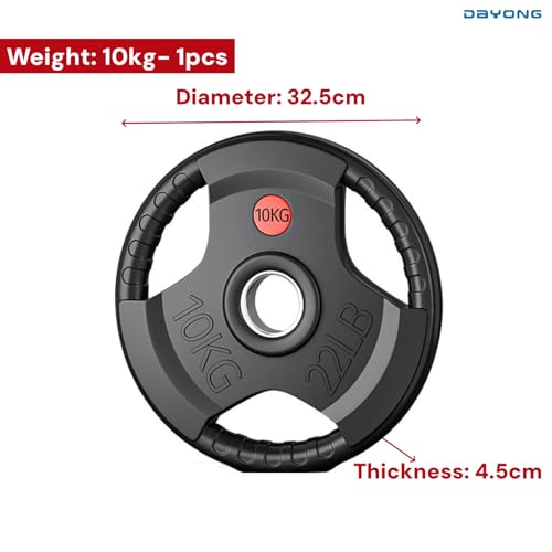 DAYONG Fitness Weight Plates, 5/10/15/20/25kg Cast Iron Barbell Plates for Weightlifing, 2 in Opening and Tri-Grips, Black Fitness Grip Plates for CrossFit Strength Training.