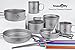 Titanium Camping Cookware Set 3-Piece (1.2L, 800ml & 400ml)/2-Piece (1.25L & 800ml) Pot & Pan Outdoor Cooking Equipment Mess kit, Strong Lightweight (Ti) Travel/Hiking/Camping in Cloth Case