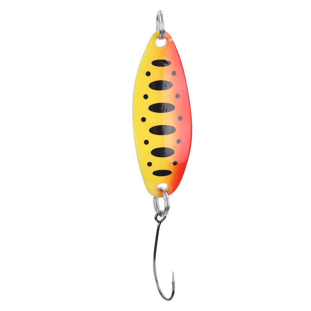 Alomejor Trout Spoons Fishing Trout Lures Trout Blinkers Trout Baits Artificial Lures for Spin-fishing Trout Char and Perch (Orange Black Dot)