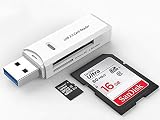USB 3.0 SD Card Reader for PC, Laptop, Mac, Windows, Linux, Chrome, SDXC, SDHC, SD, MMC, RS-MMC, Micro SDXC Micro SD, Micro SDHC Card and UHS-I Cards(White)