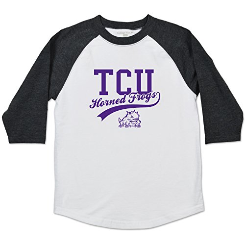 College Kids NCAA Tcu Horned Frogs Youth Home Run Raglan Tee, Size (14-16)/Large, White