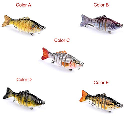 Dream Travel Artificial Fishing Lure Bait 5PCS 7 Sections Multi Jointed Lifelike Swimbait Lures Hard Crank Baits Hooks
