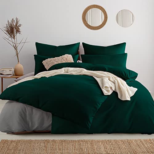 Soifox bettwäsche 135x200 6teilig Grün- 2 Bettbezüge 135x200 + 2 Kissenbezüge 80x80 + Kissenbezüge 2er Set 40x80 Weich und bügelfrei Mikrofaser mit Re