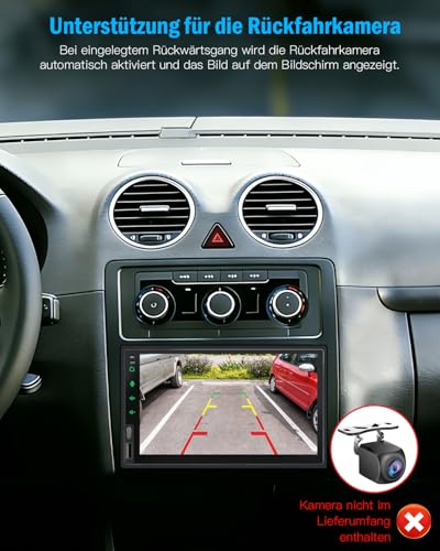 Double DIN Radio Apple Carplay 7 Inch 2Din Android Car Radio with HD IPS Screen, Double DIN Car Play Car Radio Touch Display with Navi, Bluetooth, AM/FM SWC