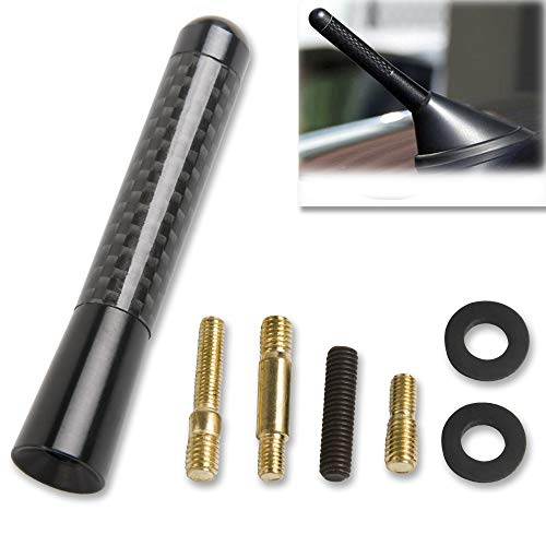GTP 3" Real Carbon Fiber Short Antenna Black Aluminum Vehicle Car Screw