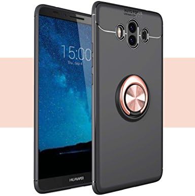 AddGuan Huawei Mate 10 Case,360 Degree Rotating Shockproof with Metal Ring Kickstand Compatible With Magnetic car Phone Mount+Tempered Glass Screen Protector Suitable for Huawei Mate 10 (Black+Rose)