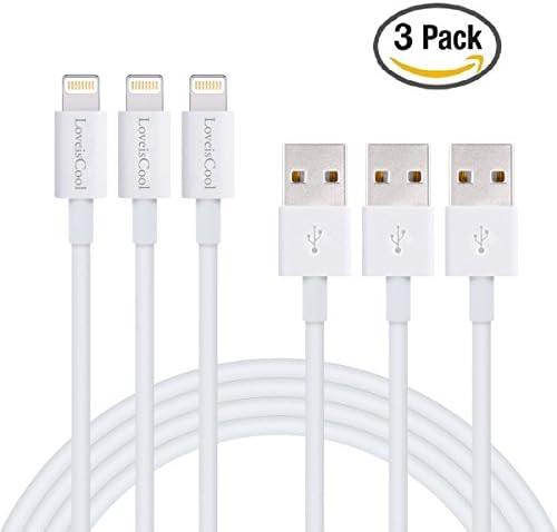 LoveisCool Lightning to USB Cable ,3 Pack Apple MFI Certified 3 Feet (1 Meters) Lightning Cable- White