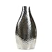 Hosley 17 Inch High Silver Color Metal Vase Contemporary Statement Piece for Stunning Floral Arrangements and Modern Home D cor Sculptural Elegance