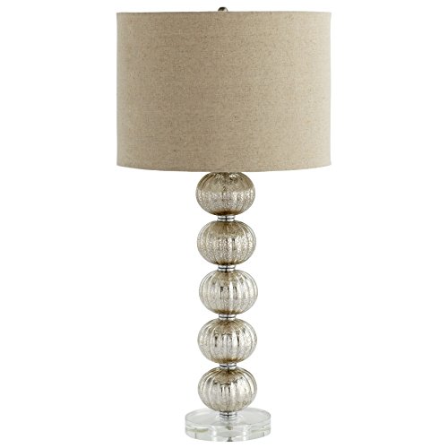 Cyan Designs 05208 Table Lamp with Oatmeal Linen Shades, Mercury Finish