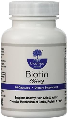 Biotin 5,000 mcg: Benefits Healthy Skin, Hair, Nails: B7 (Biotin): Growth Formula: Nail strengthening &amp; Weight Loss! by bluetree naturals