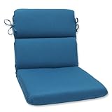 Pillow Perfect Indoor/Outdoor Rounded Corners Chair Cushion with Sunbrella Spectrum Peacock Fabric, 40.5 in. L X 21 in. W X 3 in. D