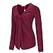 Simier Fariry Women V Neck Twist Knot Front Long Sleeve Blouse Top