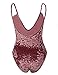 OQC Women's Plunge V Neck Backless Strap Tight Velvet Bodysuit Jumpsuit Leotard