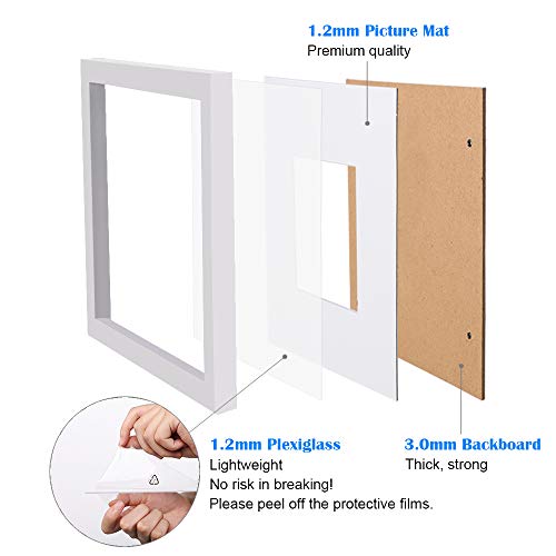 Egofine 16x20 Solid Wood Poster Frame Matted for 11x14 and 12x16 White