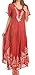 Sakkas 16601 - Ronny Lace Embroidered Cap Sleeve Tie Dye Wash Caftan Dress / Cover Up - Red / Black - OS