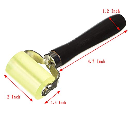 ZYHW Wooden Handle Sound Deadening Rubber Roller Hand Roller Installation Tool Rolling Wheel Rubber Heat Insulation Tools Roller Heavy Duty 5cm x 3.5cm