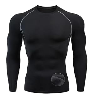Men's Thermal Compression Shirt Fleece Lined Long Sleeve Base Layer Top for Winter Running Training Gym Workout Gear