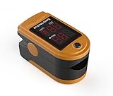 Santamedical Generation 2 Fingertip Pulse Oximeter Oximetry Blood Oxygen Saturation Monitor with carrying case, batteries and lanyard - Orange