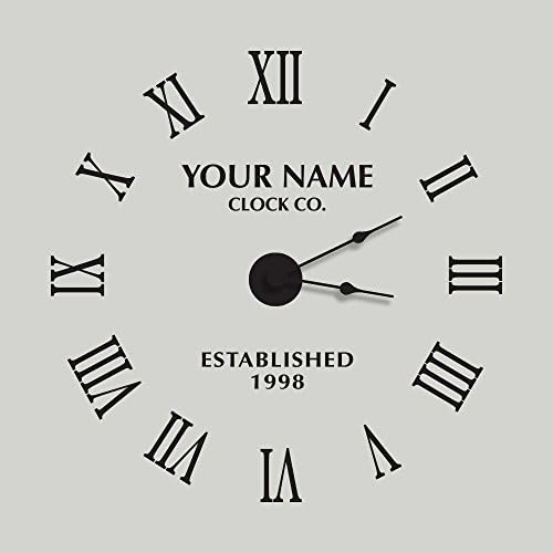 PERSONALIZED Classy Clock With Working Wall Clock Decal - 36" Black - Complete Kit with Working Clock Motor and Hands - Katazoom Wall Decals