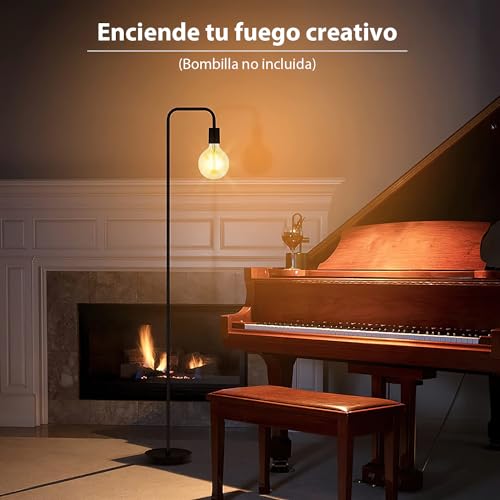 LUMOKU Lámpara de pie industrial para sala de estar, socket E26, 152cm, diseño minimalista para iluminación decorativa, para decoración del hogar, recámara, lectura, oficina (bombilla no incluida)