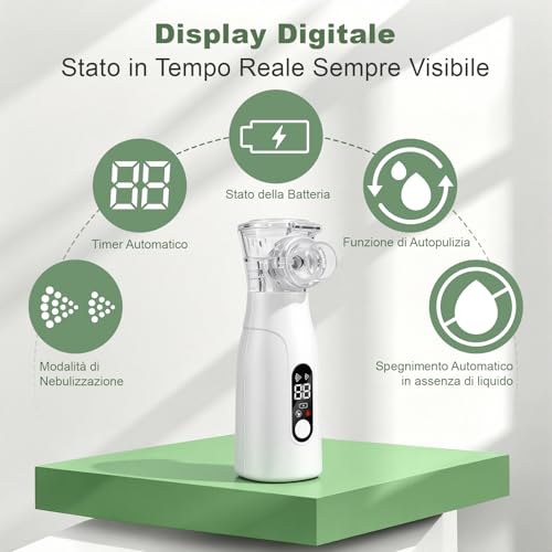 Portable Silent Aerosol | Display digitale intelligente. Funzione autopulente. Ricaricabile. Include 2 mascherine e 1 boccaglio.