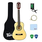 Trendy Classical Guitar Nylon Strings Natural 30 Inch 1/2 Size Acoustic Guitar with Gig Bag, Tuner, Strings, Strap,and Polishing Cloth (1/2 Size-Natural)