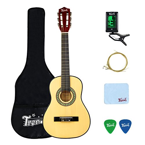 Trendy Classical Guitar Nylon Strings Natural 30 Inch 1/2 Size Acoustic Guitar with Gig Bag, Tuner, Strings, Strap,and Polishing Cloth (1/2 Size-Natural)