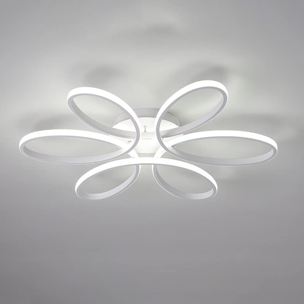 BomKra LED Ceiling Light with Flower Shape, Modern Creativity Chandelier Fixtures, Flush Fitting Ceiling Lighting Fixture for Living Room Bedroom Kitchen, White, White Light