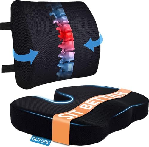 Coccyx Seat Cushion Lumbar Support Pillow for Office Chair, Car