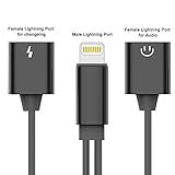 iPhone 7 Adapter, ALIWELL Lightning to Male 3.5mm Audio Cable for iPhone 7 & iPhone 7 plus with 2A Quick Charging Port Simultaneously Music and charge (Silver)