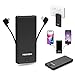 HELOIDEO Power Bank, 5000mAh Portable Charger with Lightning Cable and USB Type C Cable, AC Plug Compact Power Bank External Battery Pack for iPhone Samsung Google Pixel, LG and more(Black)