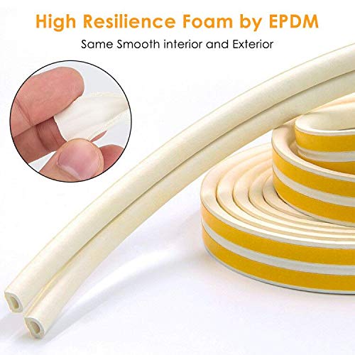 Door Weather Stripping & Draft Stopper Door Sweep Window Seal, QIBOX Indoor Strips Gap Blocker Weatherstrip Insulator Kit, 2-Pack Foam Rubber Strips Seal Soundproof Anti-Collision 52ft(16m)