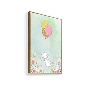 Framed Canvas Wall Art for Living Room, Bedroom Cartoon Bunny Canvas Prints for Home Decoration Ready to Hanging - 16x24 inches