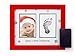 Tiny Ideas Baby's First Christmas Holiday Keepsake Photo Frame with Ink Pad for Handprint or Footprint, Red