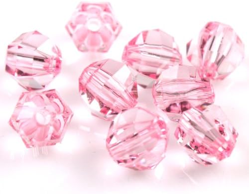 Charms Clear Shiny Pink Faceted Round Balls Acrylic Spacer Beads 100