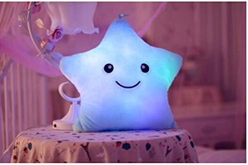 E Vigilia Glowing LED Night Light Twinkle Star Shape Plush Pillow hot Colors (Blue)