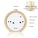 EC VISION Handmade Classic Small Round Silent Table Snooze Beech Wood Alarm Clock with nightlight