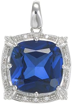 Sterling Silver Pendant/Necklace with Simulated Blue Sapphire and AAA CZ P-SC350