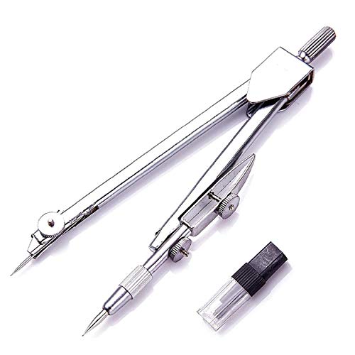 Student Drawing Compass Math Geometry Tools (5 pcs-Compass-Silver)