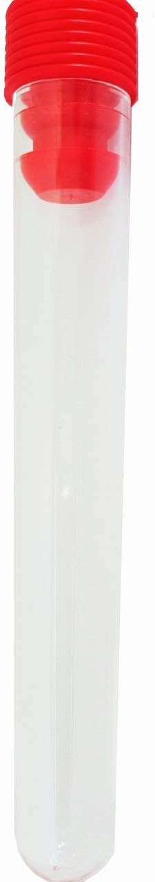 15 X 100 mm Test Tubes Plastic (PS) with Red Caps, 25 Pack