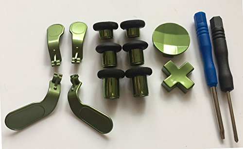 Hisonders 12 in 1 - Metal Mod 6 Swap Thumbsticks Joysticks, 4 Paddles & 2Dpads with Open Tool for Xbox One Elite Controller (Green) Hisonders 12 in 1 - Metal Mod 6 Swap Thumbsticks Joysticks, 4 Paddles & 2Dpads with Open Tool for Xbox One Elite Controller (Green)