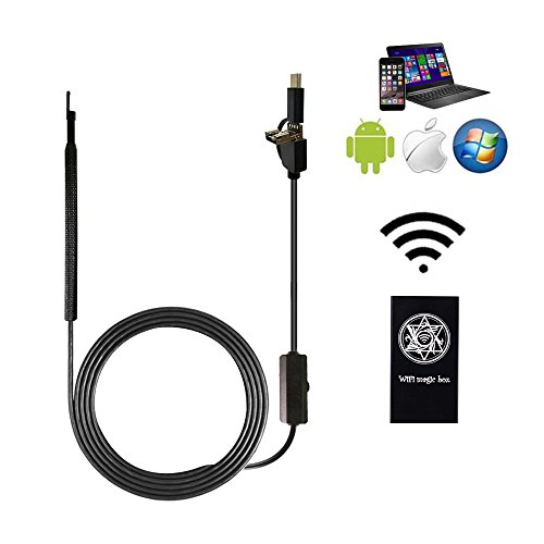 Cainda WiFi Wireless Ear Endoscope Camera for iPhone Android Windows, 3 in 1 USB Ear Cleaner, 6 Adjustable LED Lights, Wireless Visual Earpick Otoscope, Waterproof Borescope Inspection Camera