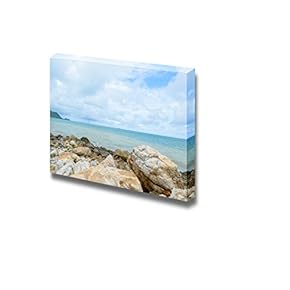 Canvas Prints Wall Art - Rocky Ridge Overseeing The Fresh Ocean Water | Modern Wall Decor/Home Decoration Stretched Gallery Canvas Wrap Giclee Print. Ready to Hang - 12" x 18"