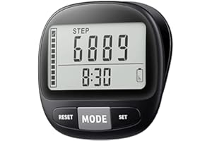 KONTYNU 3D Pedometer for Walking with Clip and Strap, Walking Distance Miles, Calorie Counter, 7 Days Memory, Daily Target Monitor, Activity Time. Accurate Step Counter for Men Women & Kids Seniors